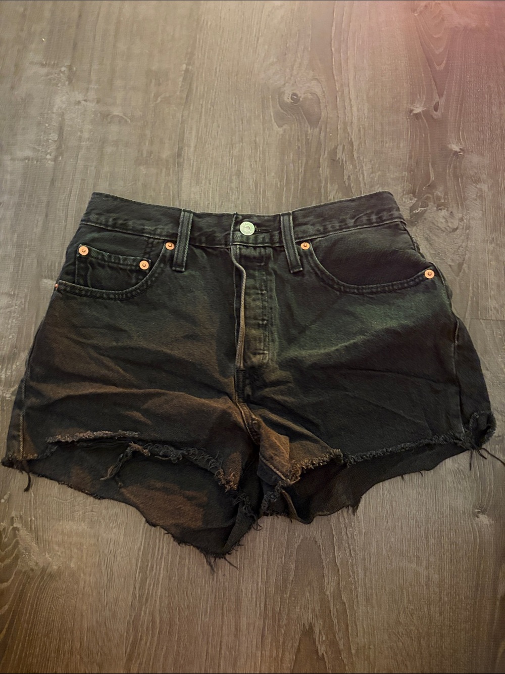 Levi's Black Distressed High-Waist Denim Cutoff Shorts